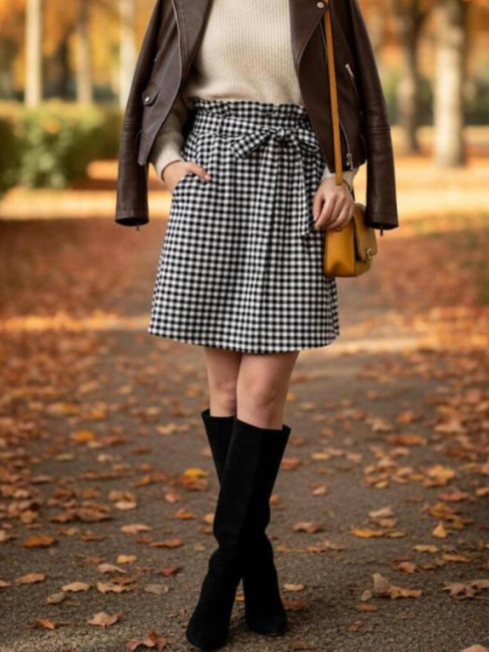 Cynthia Rowley black & white Gingham Check Ruffled Waist Skirt sz 8